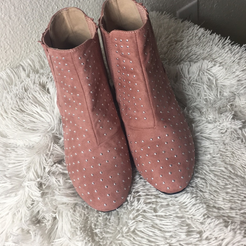 Charlotte Russe Pink studded ankle boots